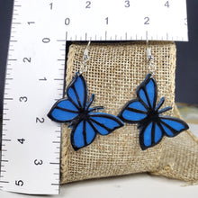 Load image into Gallery viewer, L Cobalt Blue Butterfly Dangle Handmade Earrings
