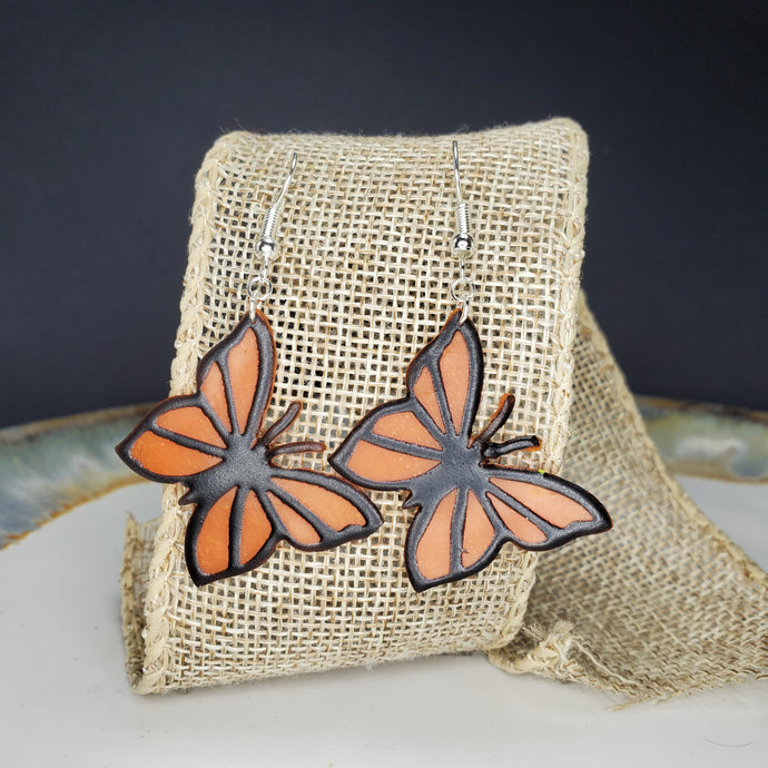 L Orange Butterfly Dangle Handmade Earrings