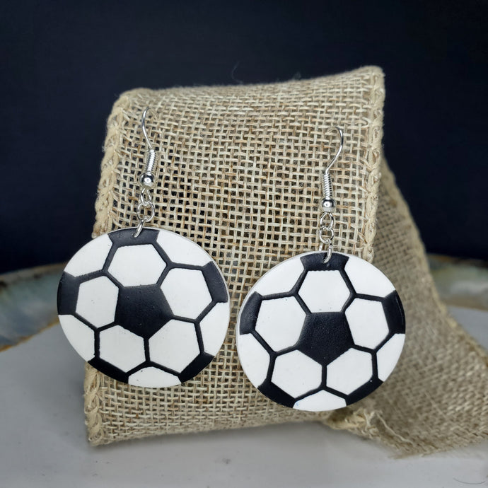 L Soccer Ball Dangle Handmade Earrings