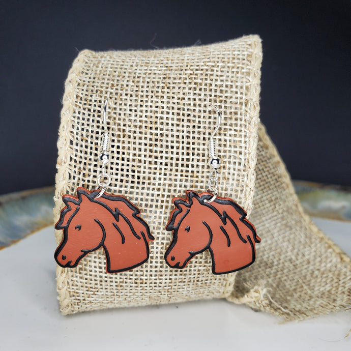 M Bay Horse Head Dangle Handmade Earrings