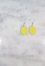 Load image into Gallery viewer, Oval Yellow & Blue Dangle Handmade Earrings