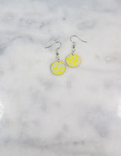 Load image into Gallery viewer, Circle Yellow & Blue Dangle Handmade Earrings