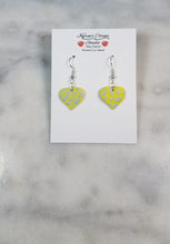 Load image into Gallery viewer, Heart Yellow & Blue Dangle Handmade Earrings