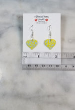 Load image into Gallery viewer, Heart Yellow & Blue Dangle Handmade Earrings