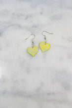 Load image into Gallery viewer, Heart Yellow & Blue Dangle Handmade Earrings