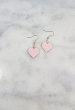 Load image into Gallery viewer, Heart Pink & White Dangle Handmade Earrings