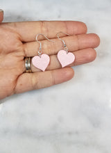 Load image into Gallery viewer, Heart Pink & White Dangle Handmade Earrings
