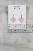 Load image into Gallery viewer, Heart Pink & White Dangle Handmade Earrings