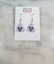 Load image into Gallery viewer, Lavender Heart "Mom" with Rose Dangle Handmade Earrings