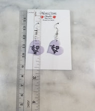 Load image into Gallery viewer, Lavender Heart "Mom" with Rose Dangle Handmade Earrings