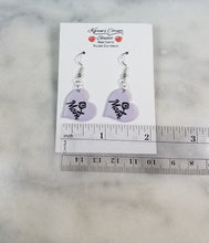 Load image into Gallery viewer, Lavender Heart "Mom" with Rose Dangle Handmade Earrings