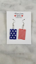 Load image into Gallery viewer, Rectangle Shaped Red, White & Blue Dangle Handmade Earrings