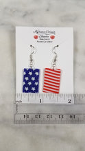 Load image into Gallery viewer, Rectangle Shaped Red, White & Blue Dangle Handmade Earrings
