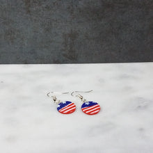Load image into Gallery viewer, S Circle Stars and Stripes Dangle Handmade Earrings