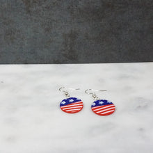 Load image into Gallery viewer, Circle Stars and Stripes Dangle Handmade Earrings