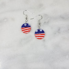 Load image into Gallery viewer, S Circle Stars and Stripes Dangle Handmade Earrings