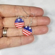 Load image into Gallery viewer, S Circle Stars and Stripes Dangle Handmade Earrings