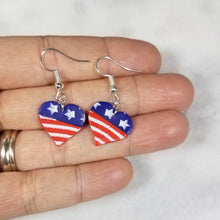 Load image into Gallery viewer, Heart Stars and Stripes Dangle Handmade Earrings