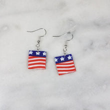 Load image into Gallery viewer, Square Stars and Stripes Dangle Handmade Earrings
