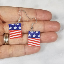 Load image into Gallery viewer, Rectangle Stars and Stripes Dangle Handmade Earrings