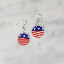 Load image into Gallery viewer, Circle Stars and Stripes Dangle Handmade Earrings