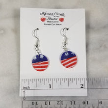 Load image into Gallery viewer, S Circle Stars and Stripes Dangle Handmade Earrings