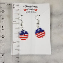 Load image into Gallery viewer, S Circle Stars and Stripes Dangle Handmade Earrings