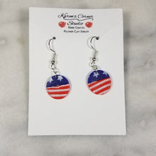 Load image into Gallery viewer, S Circle Stars and Stripes Dangle Handmade Earrings
