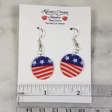 Load image into Gallery viewer, Circle Stars and Stripes Dangle Handmade Earrings