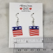 Load image into Gallery viewer, Square Stars and Stripes Dangle Handmade Earrings