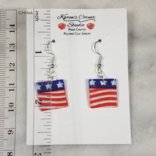 Load image into Gallery viewer, Square Stars and Stripes Dangle Handmade Earrings