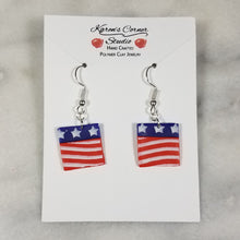 Load image into Gallery viewer, Square Stars and Stripes Dangle Handmade Earrings