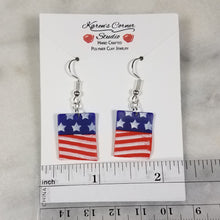 Load image into Gallery viewer, Rectangle Stars and Stripes Dangle Handmade Earrings