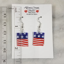 Load image into Gallery viewer, Rectangle Stars and Stripes Dangle Handmade Earrings
