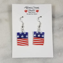 Load image into Gallery viewer, Rectangle Stars and Stripes Dangle Handmade Earrings