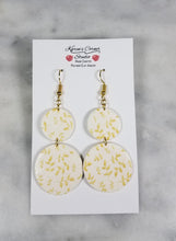 Load image into Gallery viewer, L White Double Circle Gold Leaf Dangle Handmade Earrings