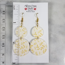 Load image into Gallery viewer, L White Double Circle Gold Leaf Dangle Handmade Earrings