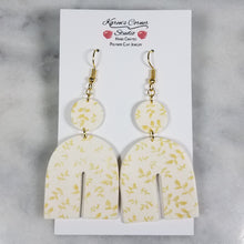 Load image into Gallery viewer, L White Arch Gold Leaf Dangle Handmade Earrings