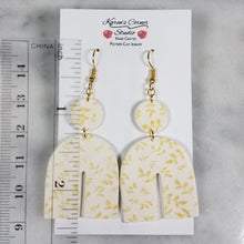 Load image into Gallery viewer, L White Arch Gold Leaf Dangle Handmade Earrings