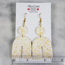 Load image into Gallery viewer, L White Arch Gold Leaf Dangle Handmade Earrings