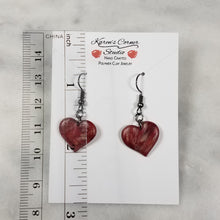 Load image into Gallery viewer, Rose Gold/Copper/Burgundy Heart Dangle Handmade Earrings