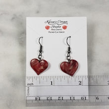 Load image into Gallery viewer, Rose Gold/Copper/Burgundy Heart Dangle Handmade Earrings