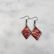 Load image into Gallery viewer, Rose Gold/Copper/Burgundy Diamond Dangle Handmade Earrings