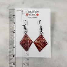 Load image into Gallery viewer, Rose Gold/Copper/Burgundy Diamond Dangle Handmade Earrings