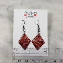 Load image into Gallery viewer, Rose Gold/Copper/Burgundy Diamond Dangle Handmade Earrings