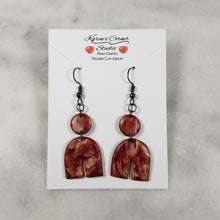 Load image into Gallery viewer, Rose Gold/Copper/Burgundy Arch Dangle Handmade Earrings