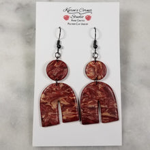Load image into Gallery viewer, Rose Gold/Copper/Burgundy Arch Dangle Handmade Earrings