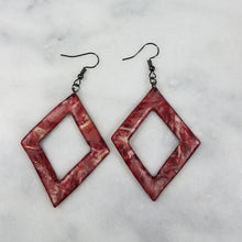 Load image into Gallery viewer, Rose Gold/Copper/Burgundy Open Diamond Dangle Handmade Earrings