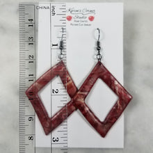 Load image into Gallery viewer, Rose Gold/Copper/Burgundy Open Diamond Dangle Handmade Earrings