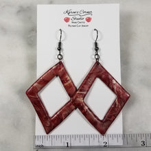 Load image into Gallery viewer, Rose Gold/Copper/Burgundy Open Diamond Dangle Handmade Earrings